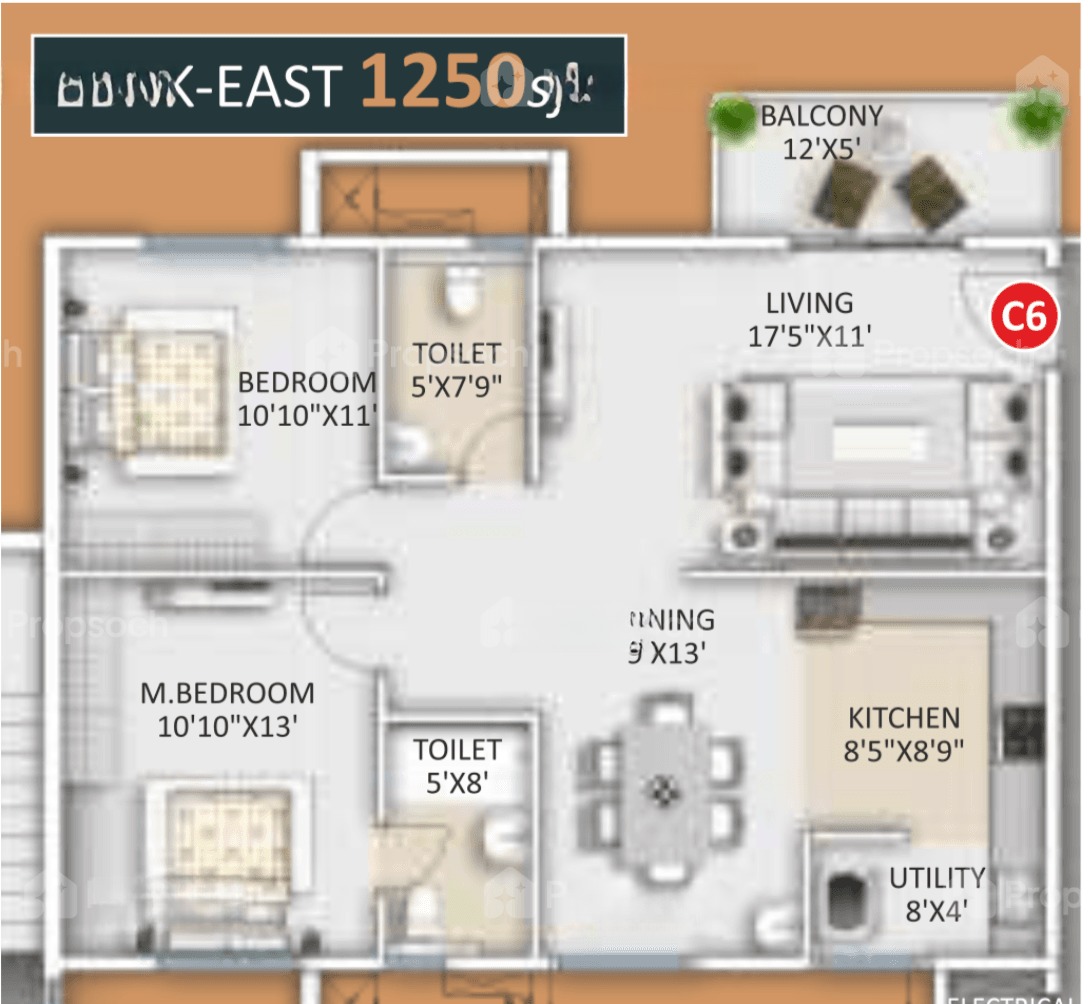 2BHK floor plan, Ankuraa Meridian