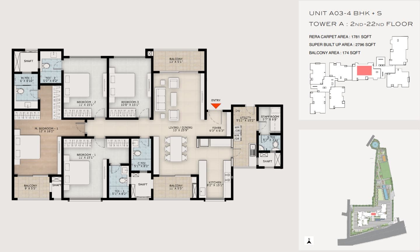 4BHK+Maid floor plan, DNR Highline