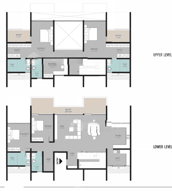 4BHK floor plan, Elv The Ivory Terraces