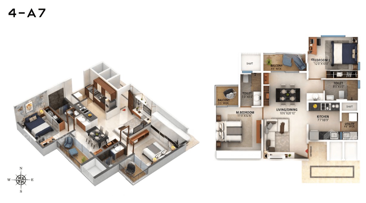2BHK floor plan, High Life Towers
