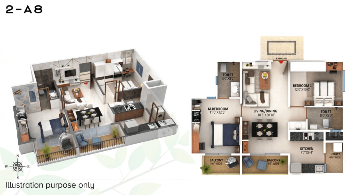 2BHK floor plan, High Life Towers