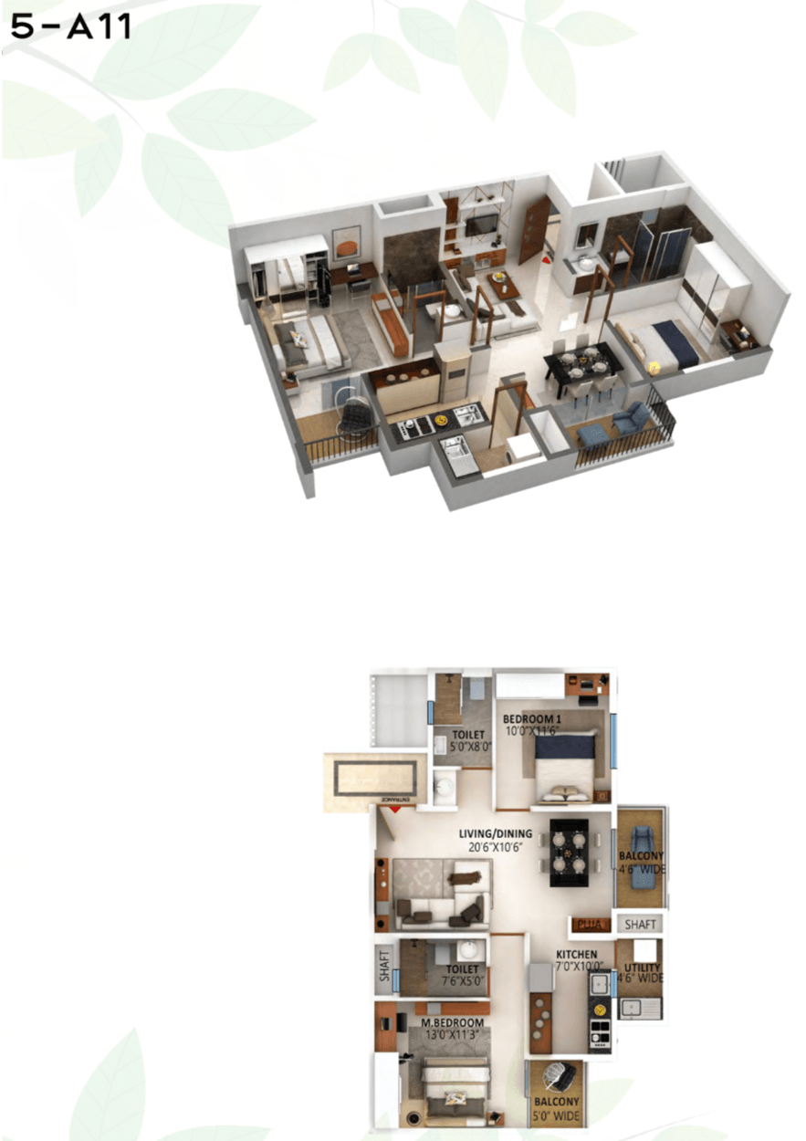 2BHK floor plan, High Life Towers