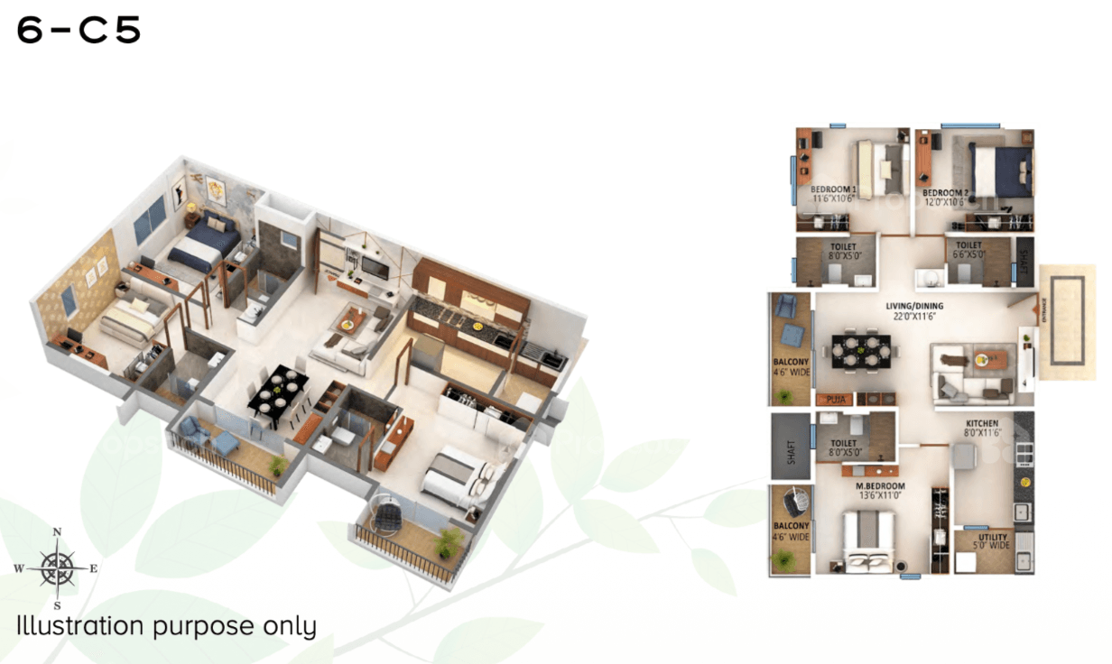3BHK floor plan, High Life Towers