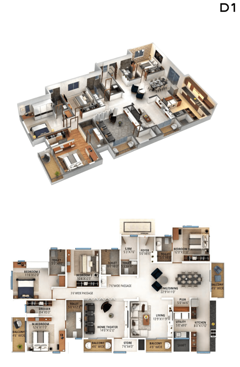 4BHK floor plan, High Life Towers