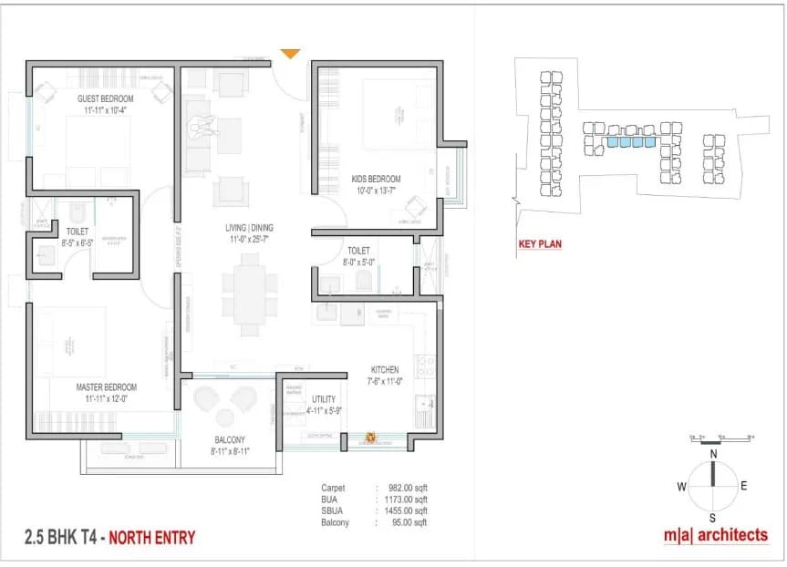 2.5BHK floor plan, Mahendra Aarya