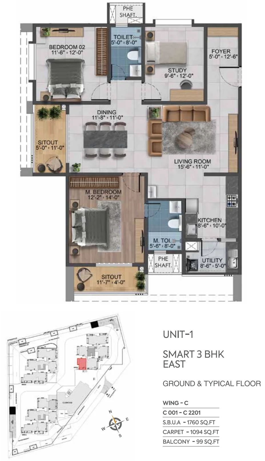 2.5BHK floor plan, Sarang By Sumadhura Phase-2