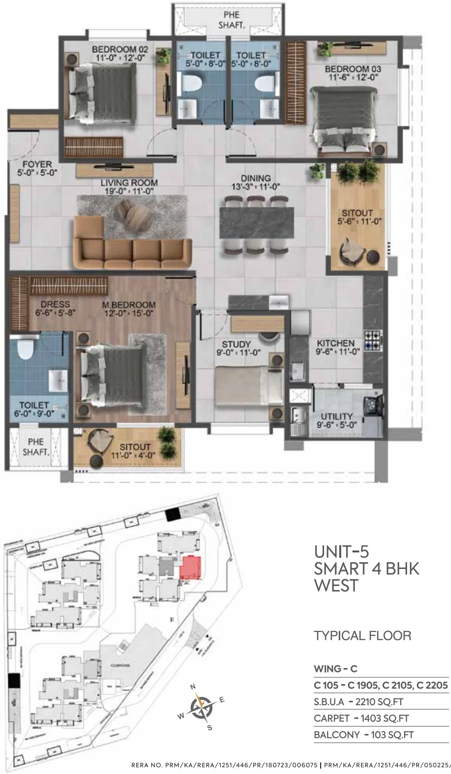3BHK floor plan, Sarang By Sumadhura Phase-2