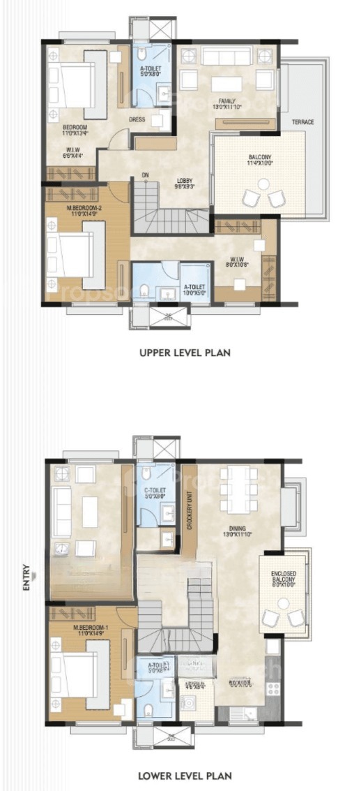 3BHK-Duplex floor plan, Sb Urban Park