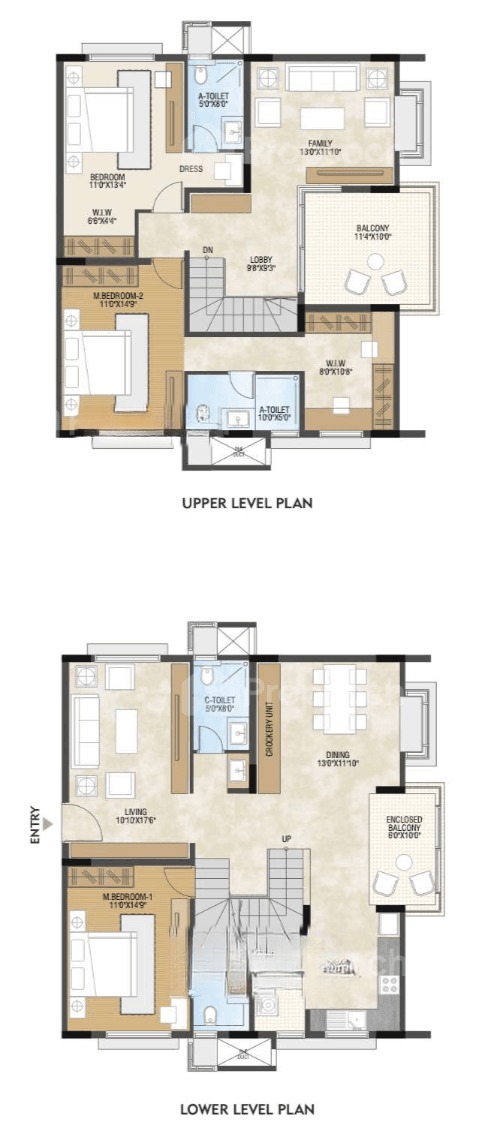 3BHK-Duplex floor plan, Sb Urban Park