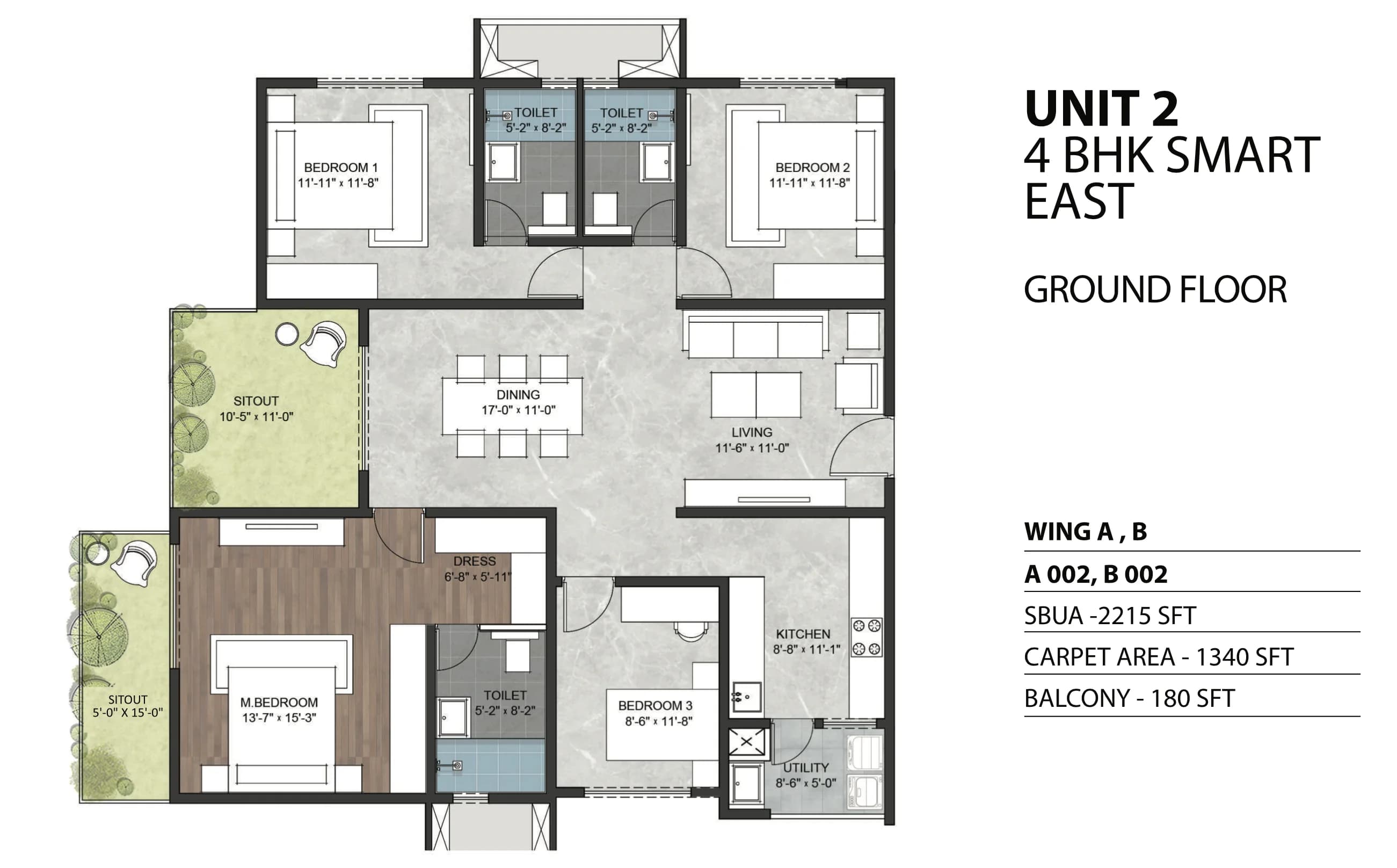 3.5BHK floor plan, Sumadhura Sarang